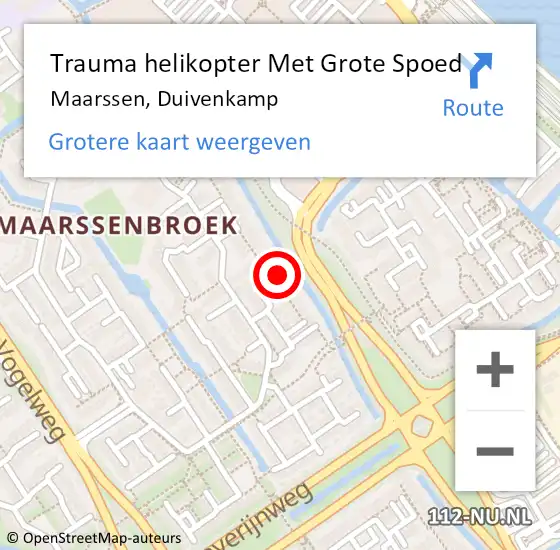 Locatie op kaart van de 112 melding: Trauma helikopter Met Grote Spoed Naar Maarssen, Duivenkamp op 20 december 2022 10:47