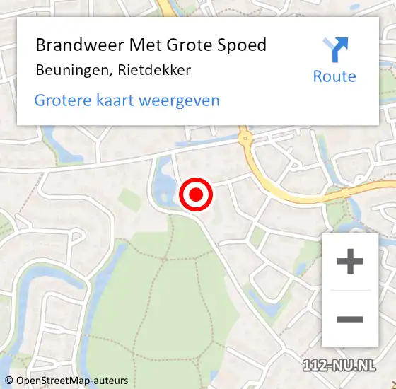 Locatie op kaart van de 112 melding: Brandweer Met Grote Spoed Naar Beuningen, Rietdekker op 20 december 2022 10:49