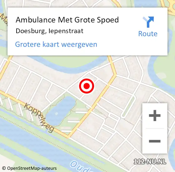 Locatie op kaart van de 112 melding: Ambulance Met Grote Spoed Naar Doesburg, Iepenstraat op 20 december 2022 10:57