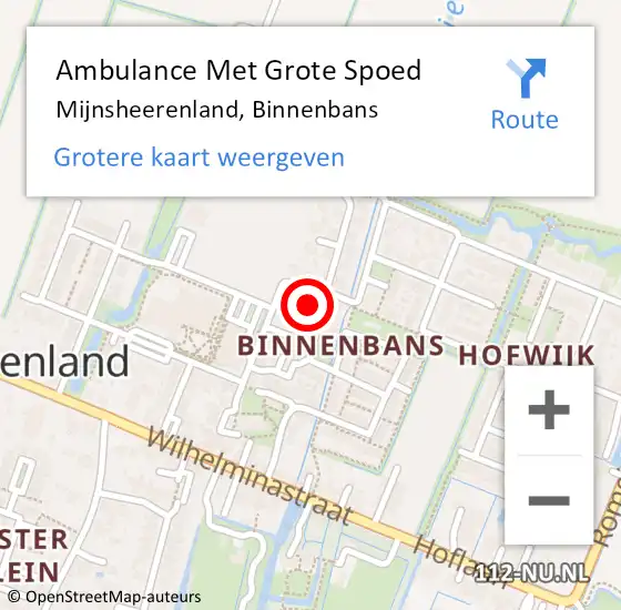 Locatie op kaart van de 112 melding: Ambulance Met Grote Spoed Naar Mijnsheerenland, Binnenbans op 20 december 2022 10:58