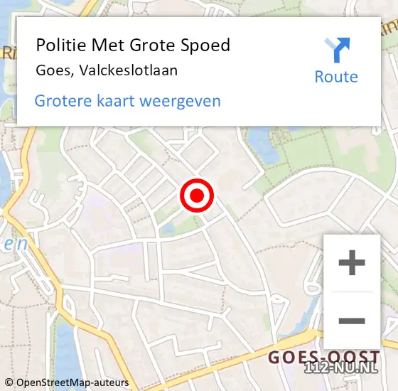 Locatie op kaart van de 112 melding: Politie Met Grote Spoed Naar Goes, Valckeslotlaan op 20 december 2022 11:06