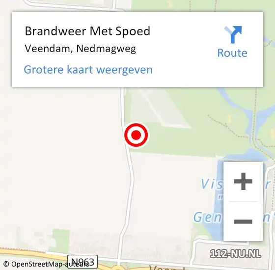 Locatie op kaart van de 112 melding: Brandweer Met Spoed Naar Veendam, Nedmagweg op 20 december 2022 11:11