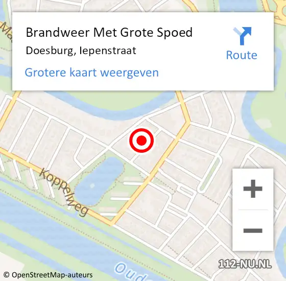 Locatie op kaart van de 112 melding: Brandweer Met Grote Spoed Naar Doesburg, Iepenstraat op 20 december 2022 11:13