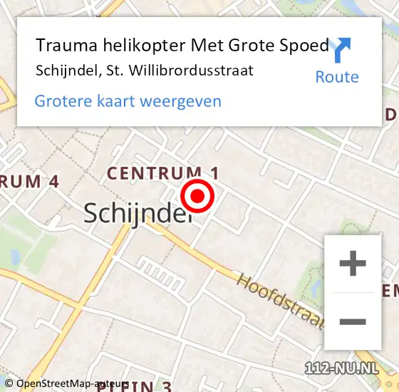 Locatie op kaart van de 112 melding: Trauma helikopter Met Grote Spoed Naar Schijndel, St. Willibrordusstraat op 20 december 2022 11:25
