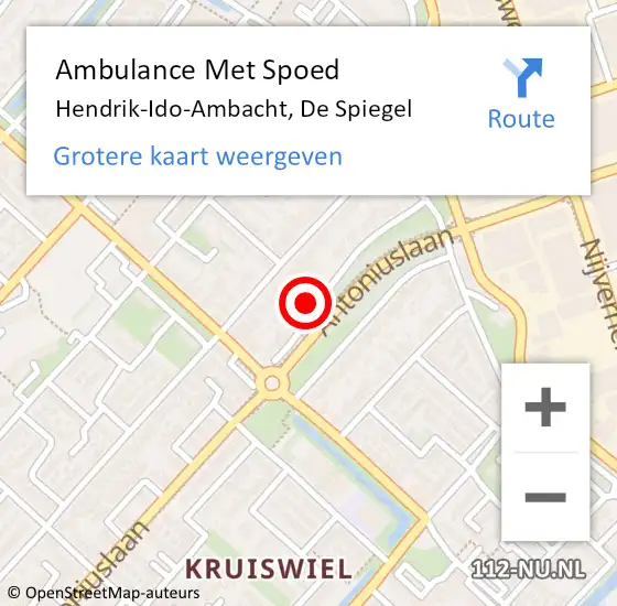 Locatie op kaart van de 112 melding: Ambulance Met Spoed Naar Hendrik-Ido-Ambacht, De Spiegel op 20 december 2022 11:27