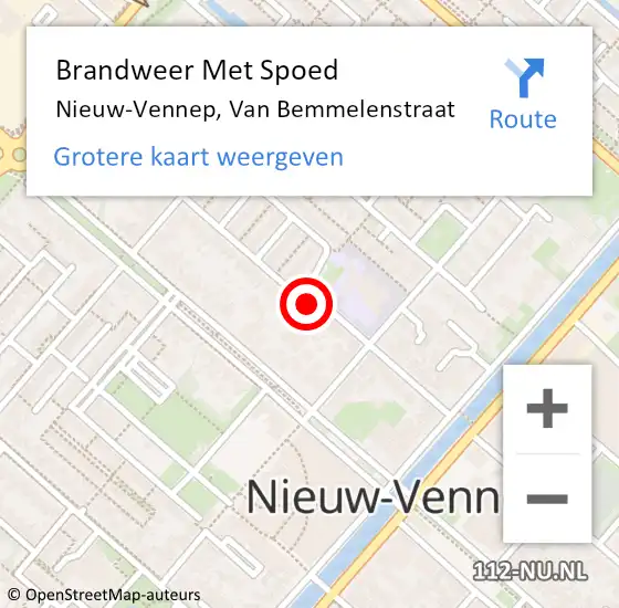Locatie op kaart van de 112 melding: Brandweer Met Spoed Naar Nieuw-Vennep, Van Bemmelenstraat op 20 december 2022 11:45