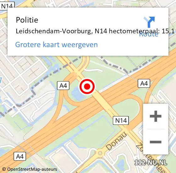 Locatie op kaart van de 112 melding: Politie Leidschendam-Voorburg, N14 hectometerpaal: 15,1 op 20 december 2022 11:51