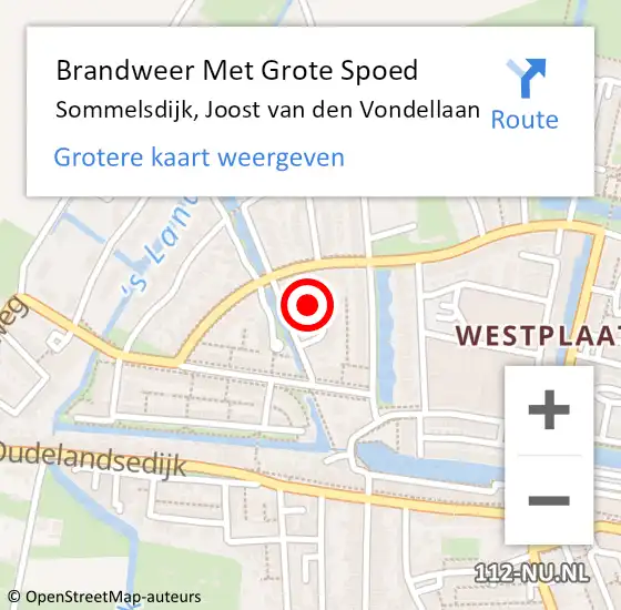 Locatie op kaart van de 112 melding: Brandweer Met Grote Spoed Naar Sommelsdijk, Joost van den Vondellaan op 20 december 2022 12:08