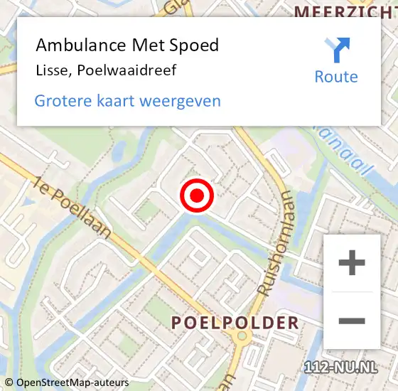 Locatie op kaart van de 112 melding: Ambulance Met Spoed Naar Lisse, Poelwaaidreef op 20 december 2022 12:20