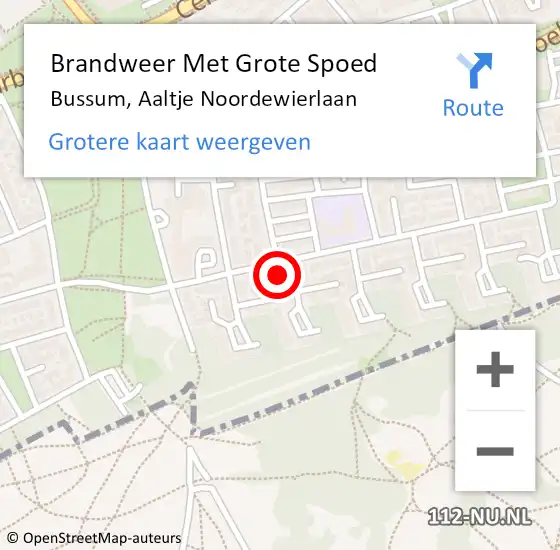 Locatie op kaart van de 112 melding: Brandweer Met Grote Spoed Naar Bussum, Aaltje Noordewierlaan op 20 december 2022 12:36