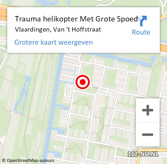 Locatie op kaart van de 112 melding: Trauma helikopter Met Grote Spoed Naar Vlaardingen, Van 't Hoffstraat op 20 december 2022 12:47