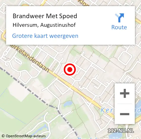 Locatie op kaart van de 112 melding: Brandweer Met Spoed Naar Hilversum, Augustinushof op 20 december 2022 12:48