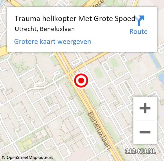 Locatie op kaart van de 112 melding: Trauma helikopter Met Grote Spoed Naar Utrecht, Beneluxlaan op 20 december 2022 12:52