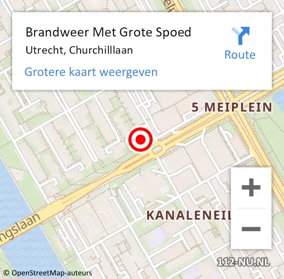 Locatie op kaart van de 112 melding: Brandweer Met Grote Spoed Naar Utrecht, Churchilllaan op 20 december 2022 12:52