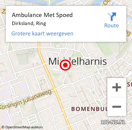 Locatie op kaart van de 112 melding: Ambulance Met Spoed Naar Dirksland, Ring op 20 december 2022 12:54