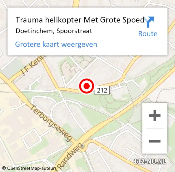 Locatie op kaart van de 112 melding: Trauma helikopter Met Grote Spoed Naar Doetinchem, Spoorstraat op 20 december 2022 13:10