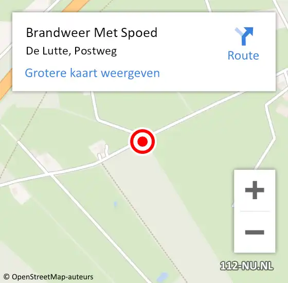 Locatie op kaart van de 112 melding: Brandweer Met Spoed Naar De Lutte, Postweg op 9 augustus 2014 03:16