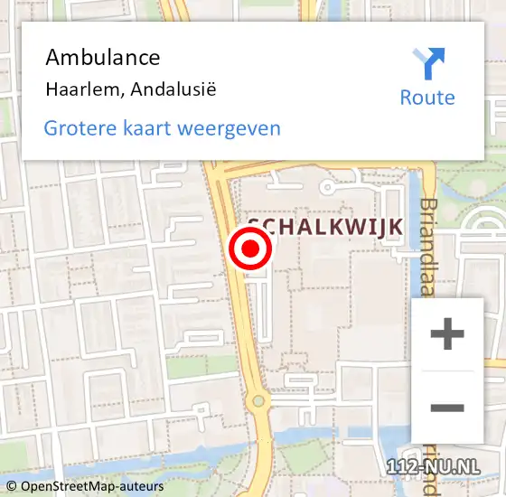 Locatie op kaart van de 112 melding: Ambulance Haarlem, Andalusië op 20 december 2022 13:29