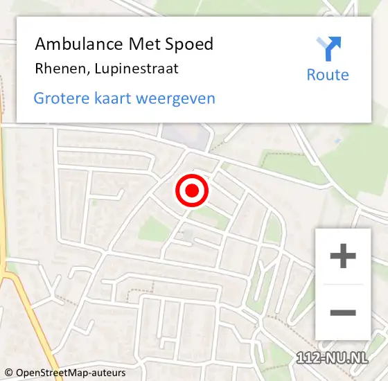 Locatie op kaart van de 112 melding: Ambulance Met Spoed Naar Rhenen, Lupinestraat op 20 december 2022 13:30