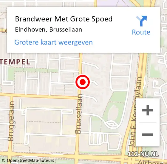 Locatie op kaart van de 112 melding: Brandweer Met Grote Spoed Naar Eindhoven, Brussellaan op 20 december 2022 13:31