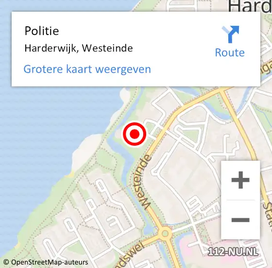 Locatie op kaart van de 112 melding: Politie Harderwijk, Westeinde op 20 december 2022 13:36