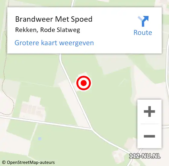 Locatie op kaart van de 112 melding: Brandweer Met Spoed Naar Rekken, Rode Slatweg op 20 december 2022 14:01