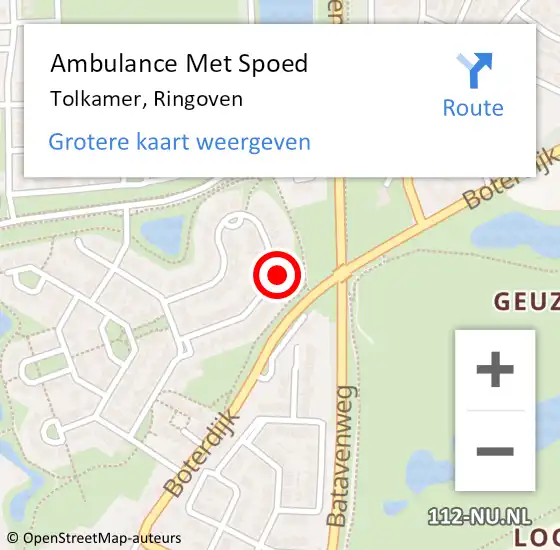 Locatie op kaart van de 112 melding: Ambulance Met Spoed Naar Tolkamer, Ringoven op 20 december 2022 14:08