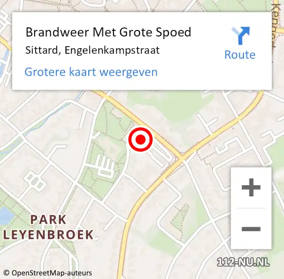 Locatie op kaart van de 112 melding: Brandweer Met Grote Spoed Naar Sittard, Engelenkampstraat op 20 december 2022 14:15