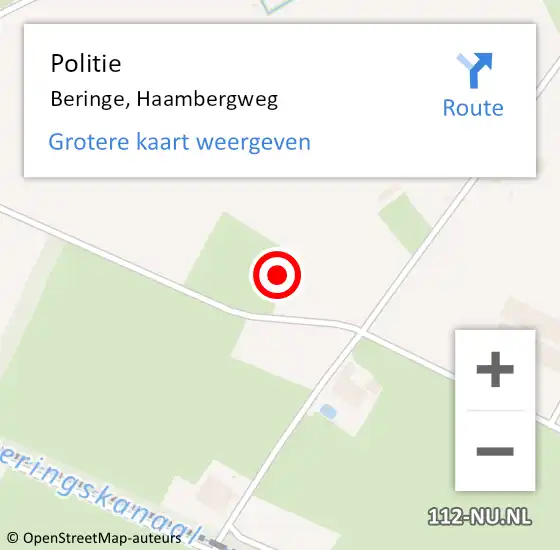 Locatie op kaart van de 112 melding: Politie Beringe, Haambergweg op 20 december 2022 14:17