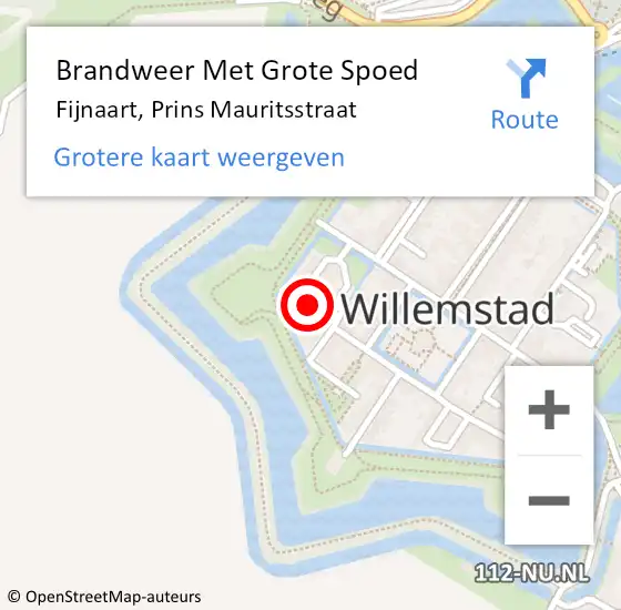 Locatie op kaart van de 112 melding: Brandweer Met Grote Spoed Naar Fijnaart, Prins Mauritsstraat op 20 december 2022 14:19