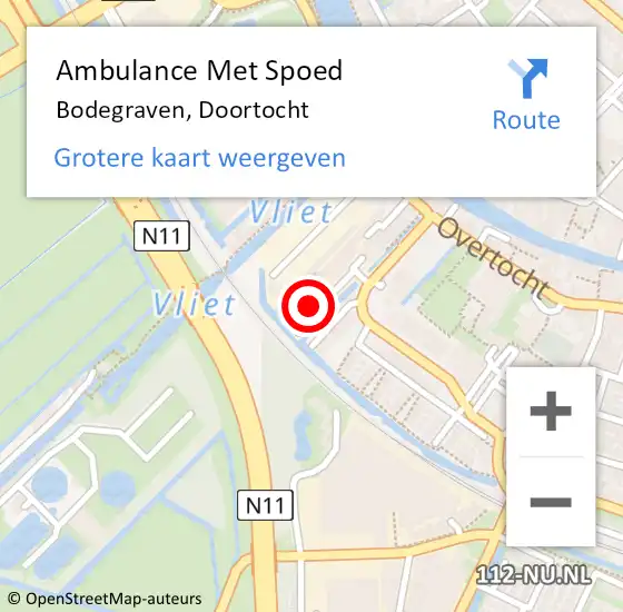Locatie op kaart van de 112 melding: Ambulance Met Spoed Naar Bodegraven, Doortocht op 20 december 2022 14:40
