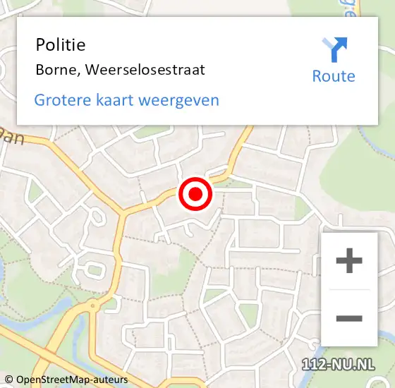 Locatie op kaart van de 112 melding: Politie Borne, Weerselosestraat op 20 december 2022 14:45