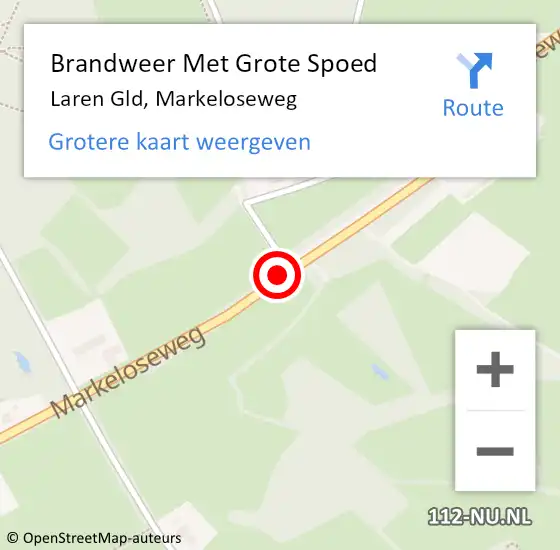 Locatie op kaart van de 112 melding: Brandweer Met Grote Spoed Naar Laren Gld, Markeloseweg op 9 augustus 2014 03:43