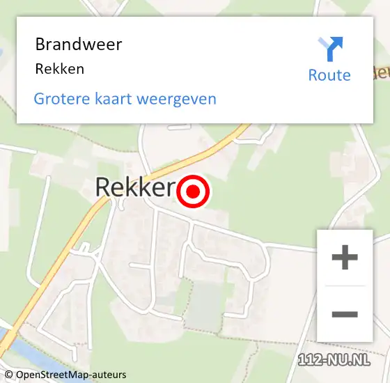 Locatie op kaart van de 112 melding: Brandweer Rekken op 20 december 2022 14:55