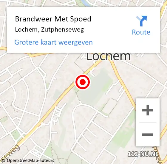 Locatie op kaart van de 112 melding: Brandweer Met Spoed Naar Lochem, Zutphenseweg op 20 december 2022 14:58