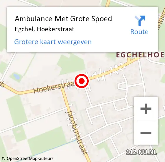 Locatie op kaart van de 112 melding: Ambulance Met Grote Spoed Naar Egchel, Hoekerstraat op 9 augustus 2014 03:52