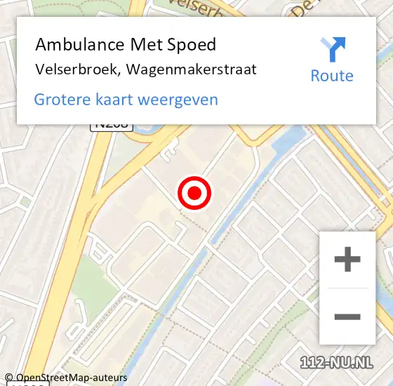 Locatie op kaart van de 112 melding: Ambulance Met Spoed Naar Velserbroek, Wagenmakerstraat op 20 december 2022 15:37