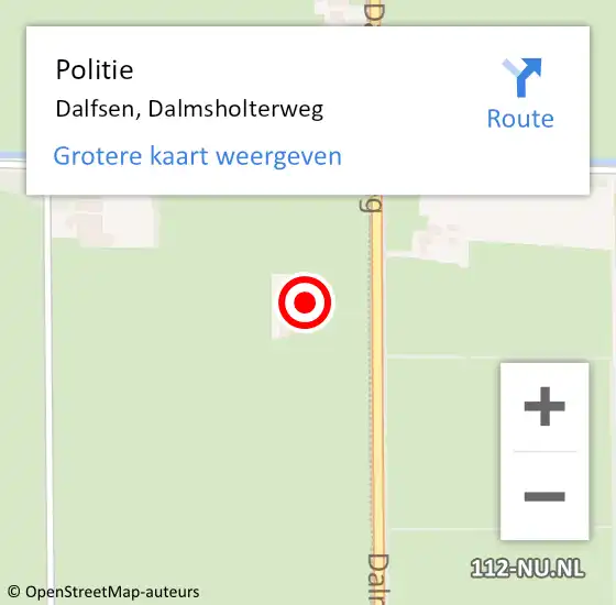 Locatie op kaart van de 112 melding: Politie Dalfsen, Dalmsholterweg op 20 december 2022 15:58