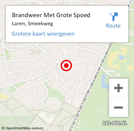 Locatie op kaart van de 112 melding: Brandweer Met Grote Spoed Naar Laren, Smeekweg op 20 december 2022 16:04