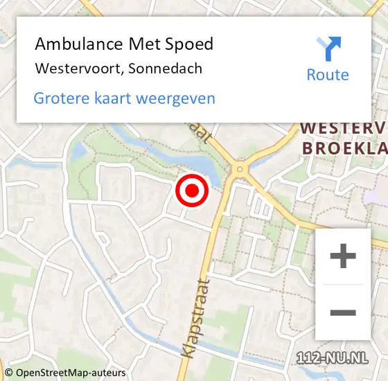 Locatie op kaart van de 112 melding: Ambulance Met Spoed Naar Westervoort, Sonnedach op 20 december 2022 16:17