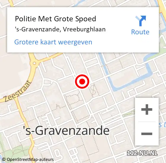 Locatie op kaart van de 112 melding: Politie Met Grote Spoed Naar 's-Gravenzande, Vreeburghlaan op 20 december 2022 16:29