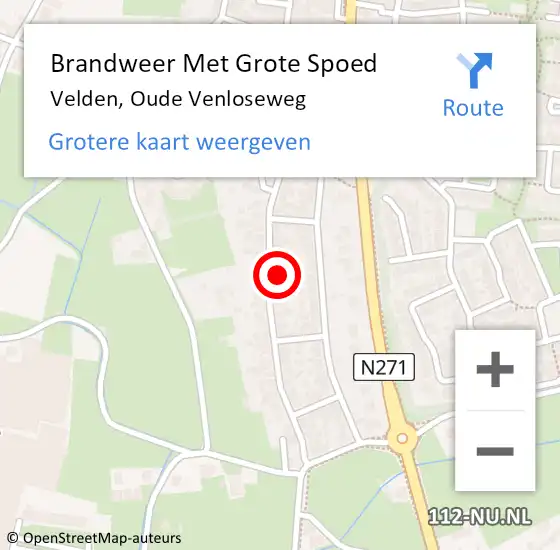 Locatie op kaart van de 112 melding: Brandweer Met Grote Spoed Naar Velden, Oude Venloseweg op 20 december 2022 16:29