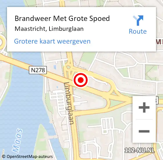 Locatie op kaart van de 112 melding: Brandweer Met Grote Spoed Naar Maastricht, Limburglaan op 20 december 2022 16:35