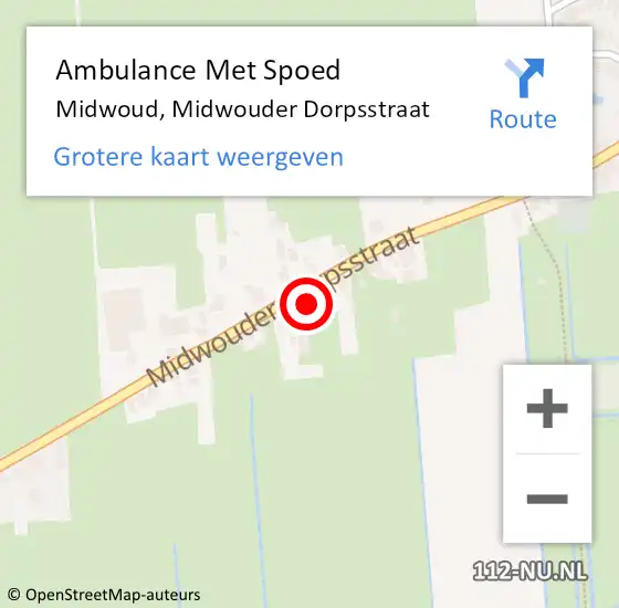 Locatie op kaart van de 112 melding: Ambulance Met Spoed Naar Midwoud, Midwouder Dorpsstraat op 20 december 2022 16:40