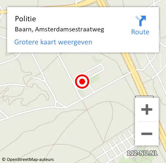 Locatie op kaart van de 112 melding: Politie Baarn, Amsterdamsestraatweg op 20 december 2022 16:43