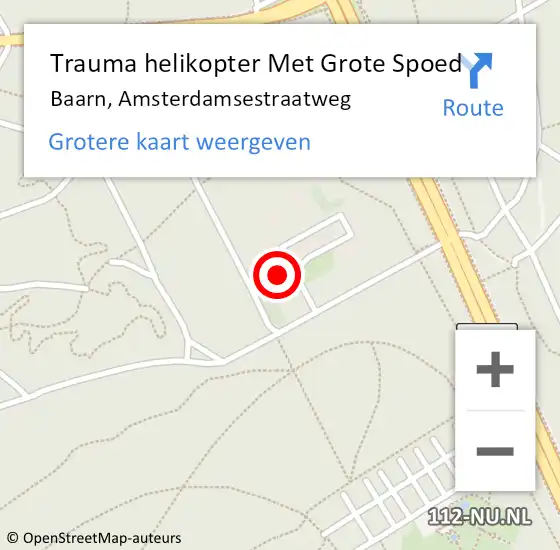 Locatie op kaart van de 112 melding: Trauma helikopter Met Grote Spoed Naar Baarn, Amsterdamsestraatweg op 20 december 2022 16:45