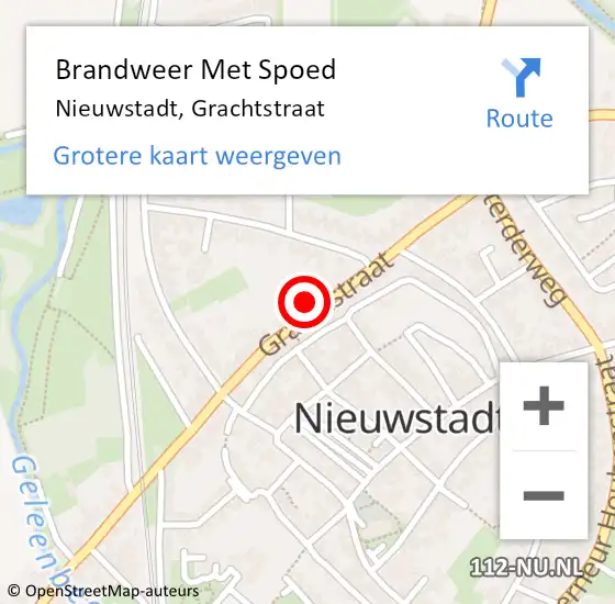 Locatie op kaart van de 112 melding: Brandweer Met Spoed Naar Nieuwstadt, Grachtstraat op 20 december 2022 16:52