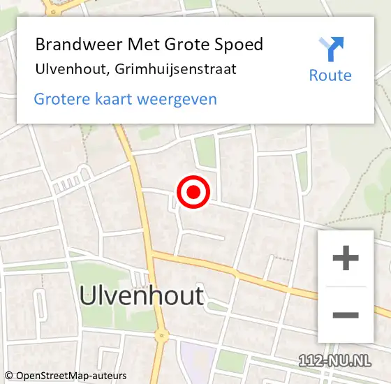 Locatie op kaart van de 112 melding: Brandweer Met Grote Spoed Naar Ulvenhout, Grimhuijsenstraat op 20 december 2022 16:56