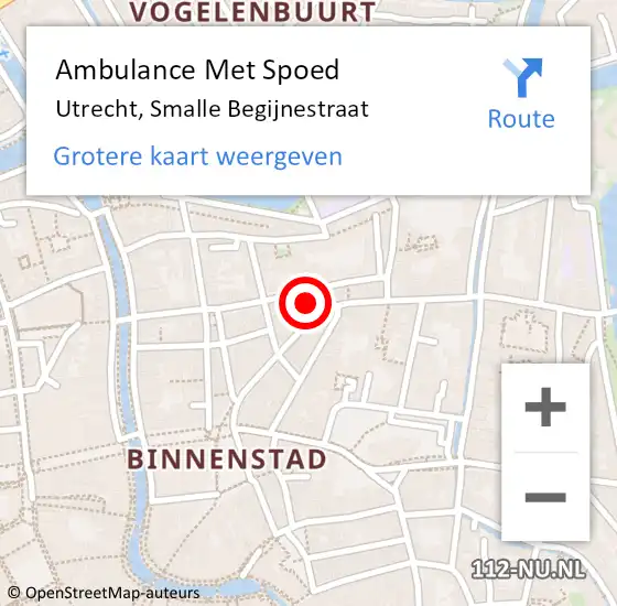 Locatie op kaart van de 112 melding: Ambulance Met Spoed Naar Utrecht, Smalle Begijnestraat op 11 oktober 2013 01:02