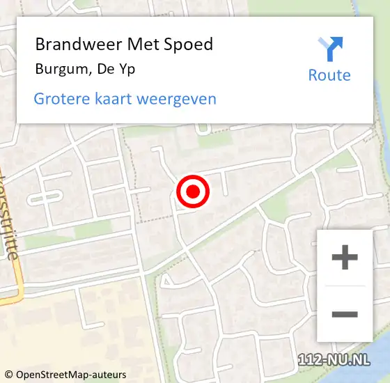 Locatie op kaart van de 112 melding: Brandweer Met Spoed Naar Burgum, De Yp op 20 december 2022 17:07